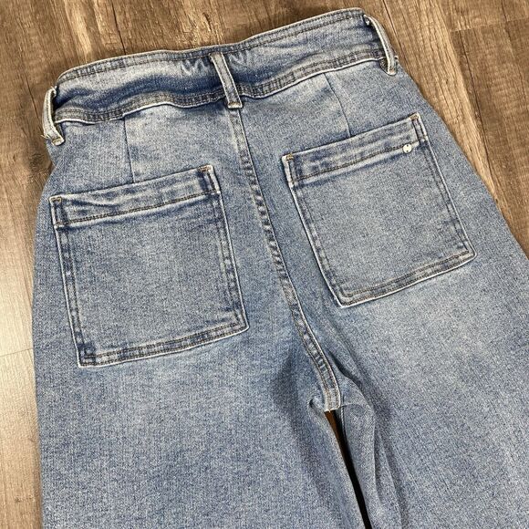 Mica Los Angeles Jeans 24 Blue Denim Wide Leg Flare High Waisted Skater Rave - Picture 6 of 8